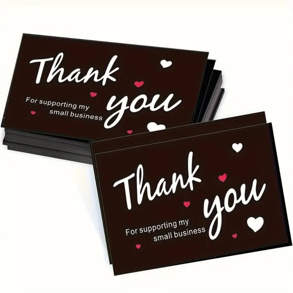 Thank You Business Cards 100 Supporting My Small Business Black Stylish Trendy